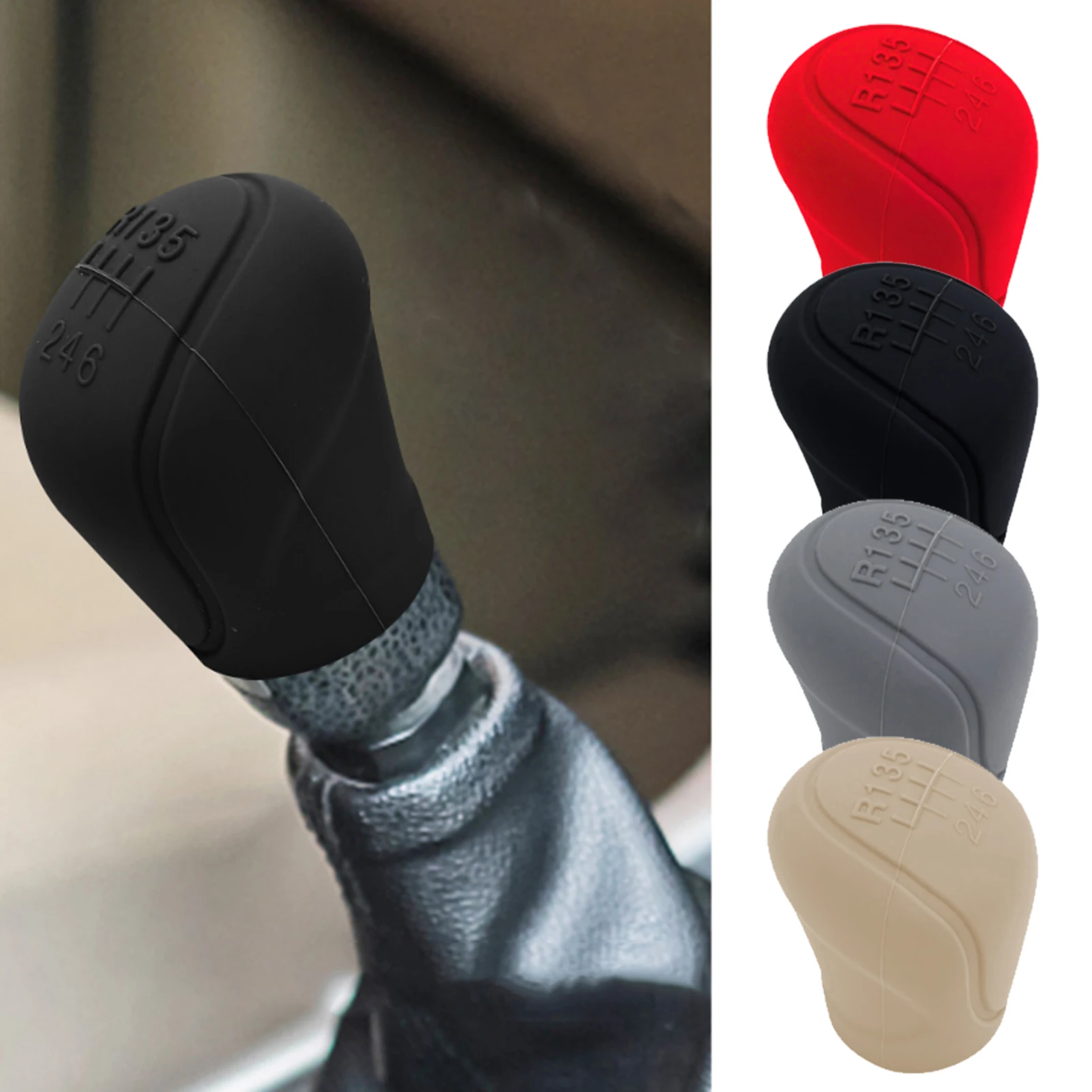 Silicone Car Shift Knob Cover 6 Gears Anti-Slip Design Silicone Shift Knob Collars Auto Shifter Knob Protector For Car Interior