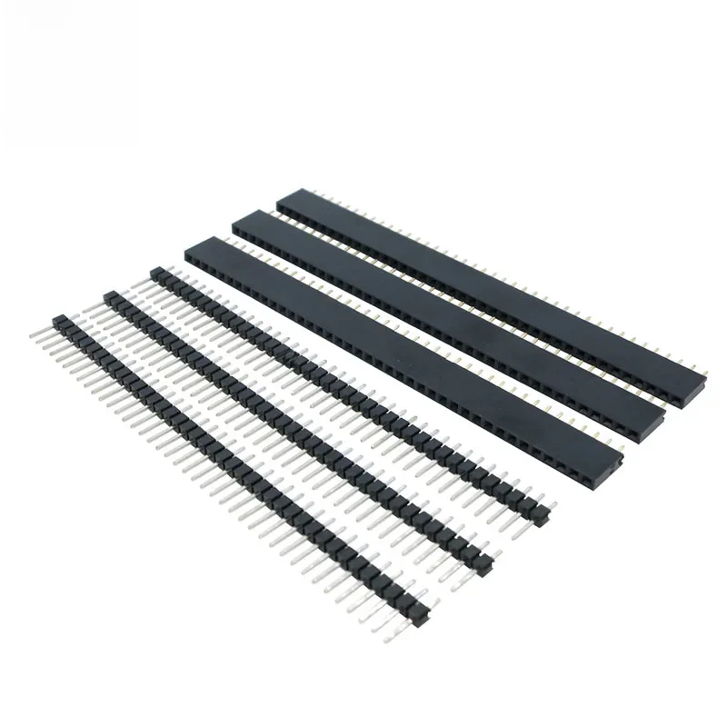 20 sztuk/partia 40Pin 1x40 jednorzędowy męski i żeński 2.54 łamliwy Pin Header PCB JST listwa łącząca dla Arduino czarny — zdjęcie 2
