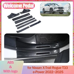 Car Welcome Pedal for Nissan X-Trail Rogue T33 e-Power 2022~2025 Door Sill Scuff Threshold Guard Plate Trim Strips Accessories