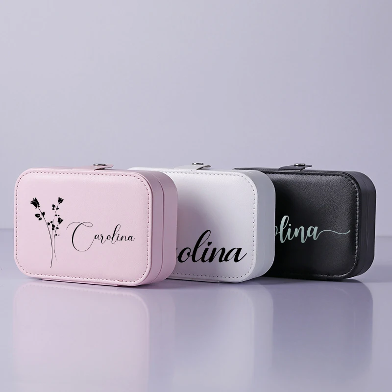 Personalized Rectangular Leather Jewelry Box Large Capacity Ring Storage Gift Box Bridesmaid Jewelry Box Customized Jewelry Box