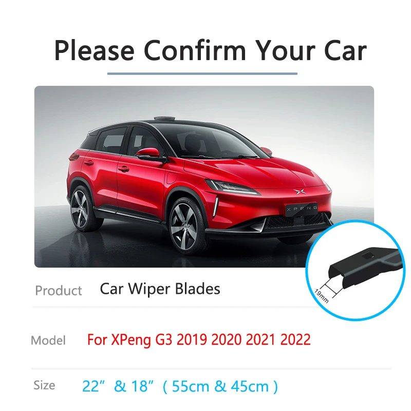 2x For XPeng G3 XPengi 2019 2020 2021 2022 Front Wiper Strips Blades Windows Windscreen Parts Boneless Frameless Rubber Cleaning