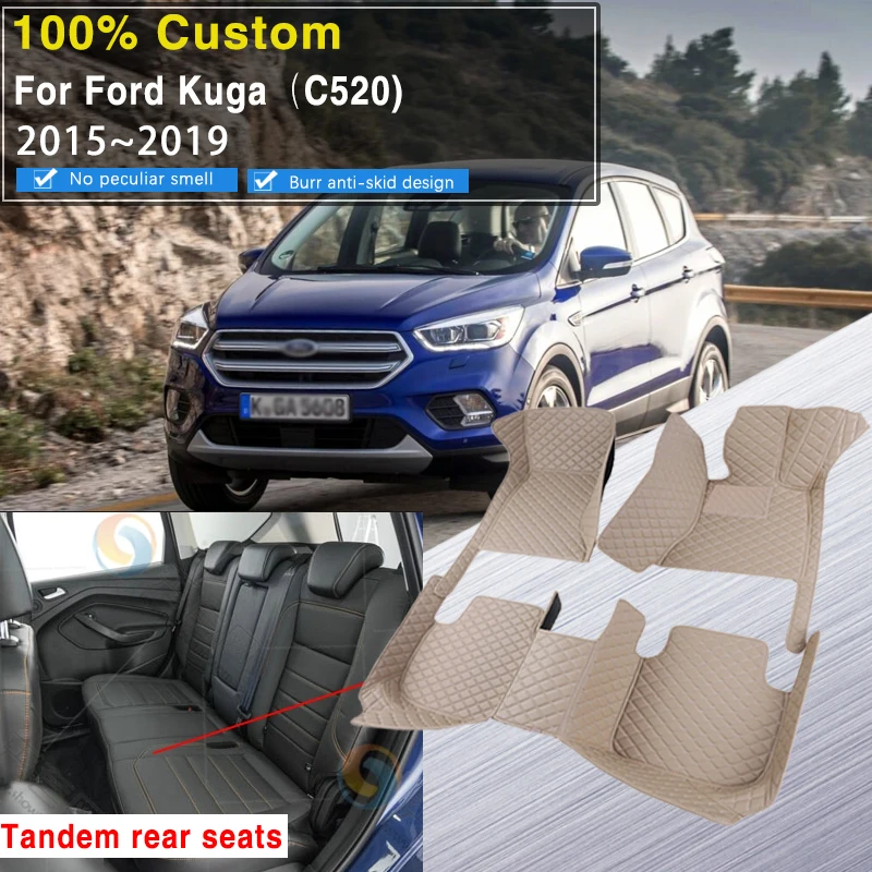 

Car Floor Mats For Ford Escape Kuga 2015~2019 Dirt-resistant Carpets Car Mats Leather Mat Anti-dirt Pad Car Accessories Interior