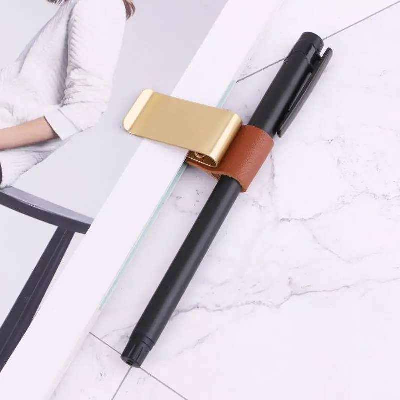 Handmade Leather Stainless Steel Pen Holder Clip Journal Notebook Paper Folder Fast And Free Shipping High Quality