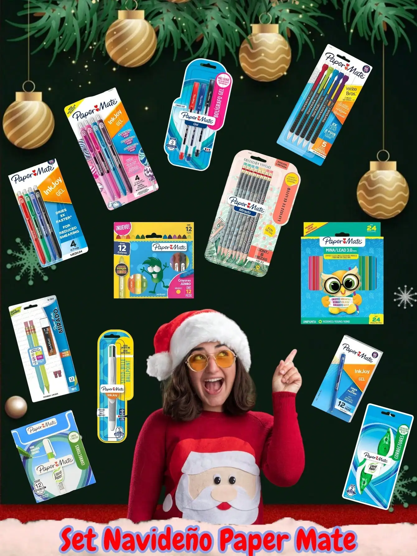 Set Navideño Paper Mate, Escritura con Estilo en esta Navidad (Revisa la Descripción)