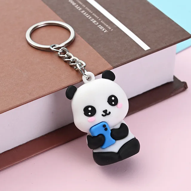 Cute Cartoon Couple Panda Keychain Pendant Car Bag Key 