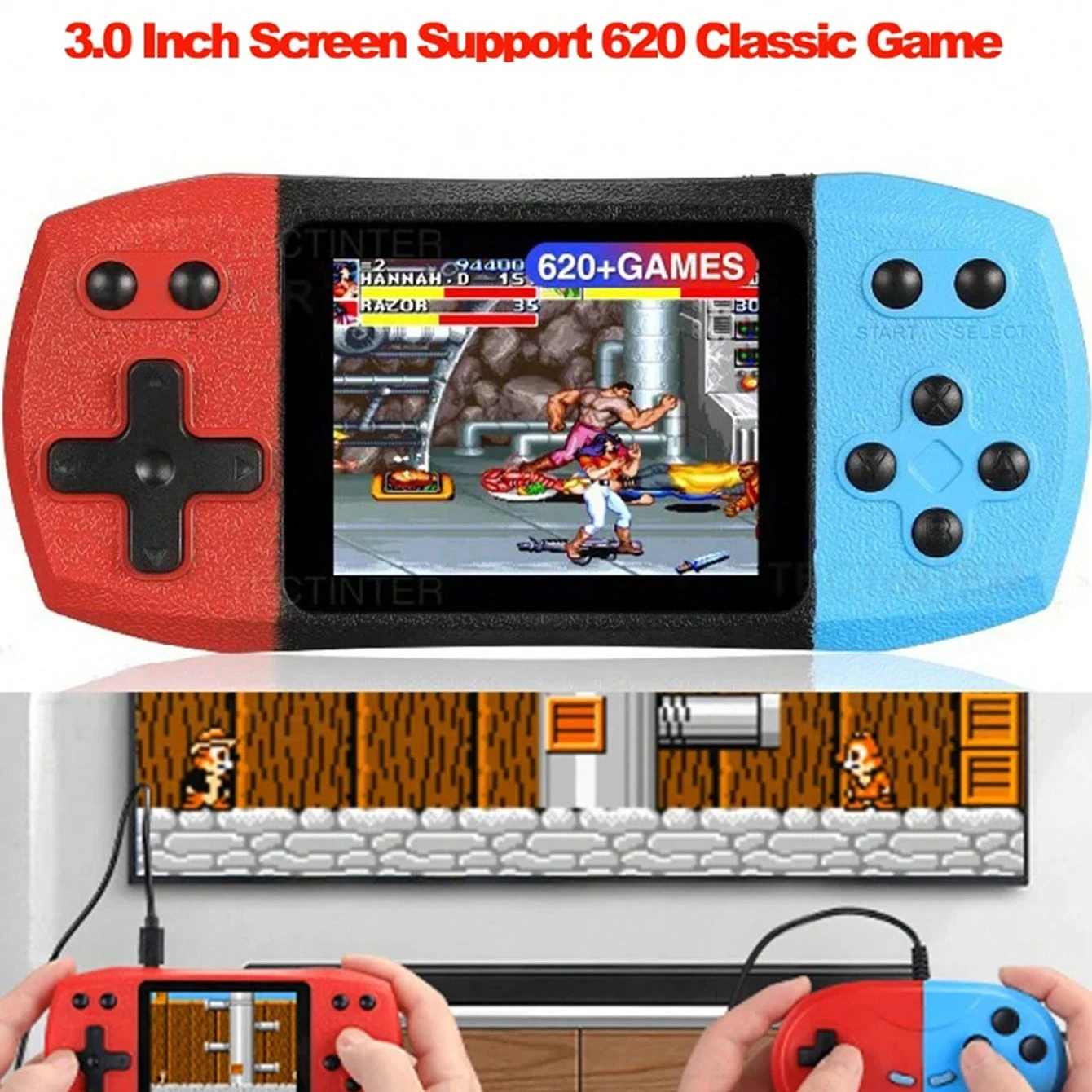 وحدة تحكم ألعاب فيديو عتيقة مع ألعاب كلاسيكية مدمجة ، وحدة تحكم شحن محمولة ، راحة اليد ، AV ، in