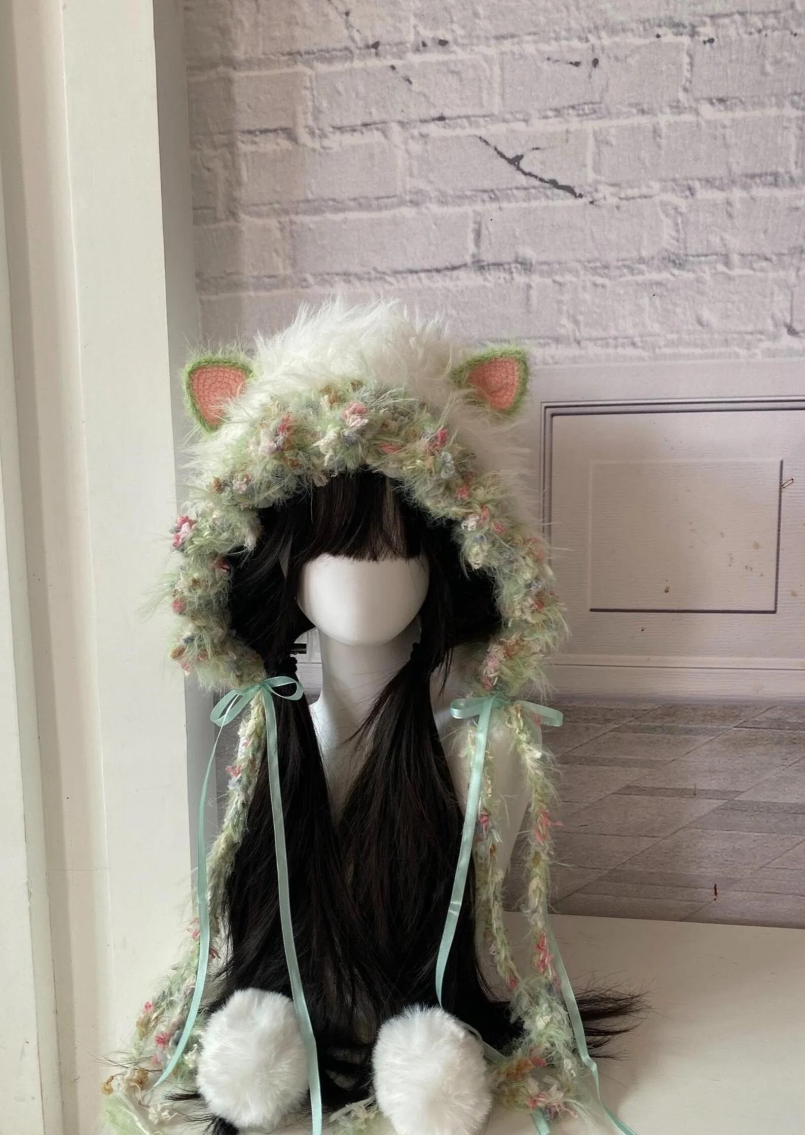 

Зачарованная капюшон с кошачьими ушками и цветочным принтом, ручная работа, зачарованная шапка с кошачьими ушками, вязаная крючком шляпа с кошачьими ушками, медуза, уютный нечеткий головной убор