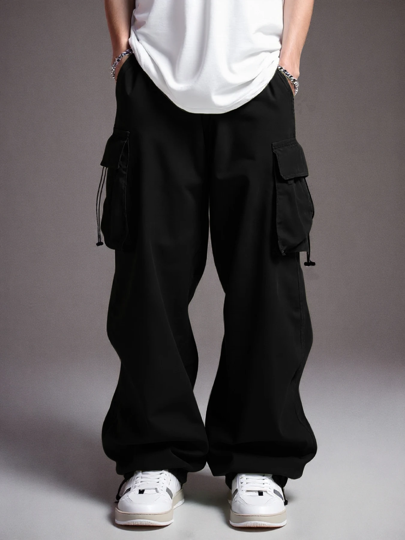 Lässige Herren-Cargohose, weich und bequem, einfarbig und schlichtes Design, maschinenwaschbar und chemisch reinigbar, American Street-Stil.