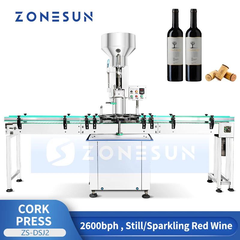 Zonesunコルクプレス機、まだ輝く赤ワインボトルを密封するための、自動給餌包装生産ライン、ZS-DSJ2