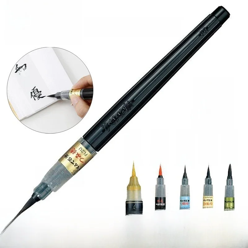 Pentel Fude Brush Pen XFL Extra Fine, Medium, Bold Przenośny pędzel do kaligrafii akwarelowej do wielokrotnego napełniania do rysowania Malowanie Pisanie — zdjęcie produktu 6