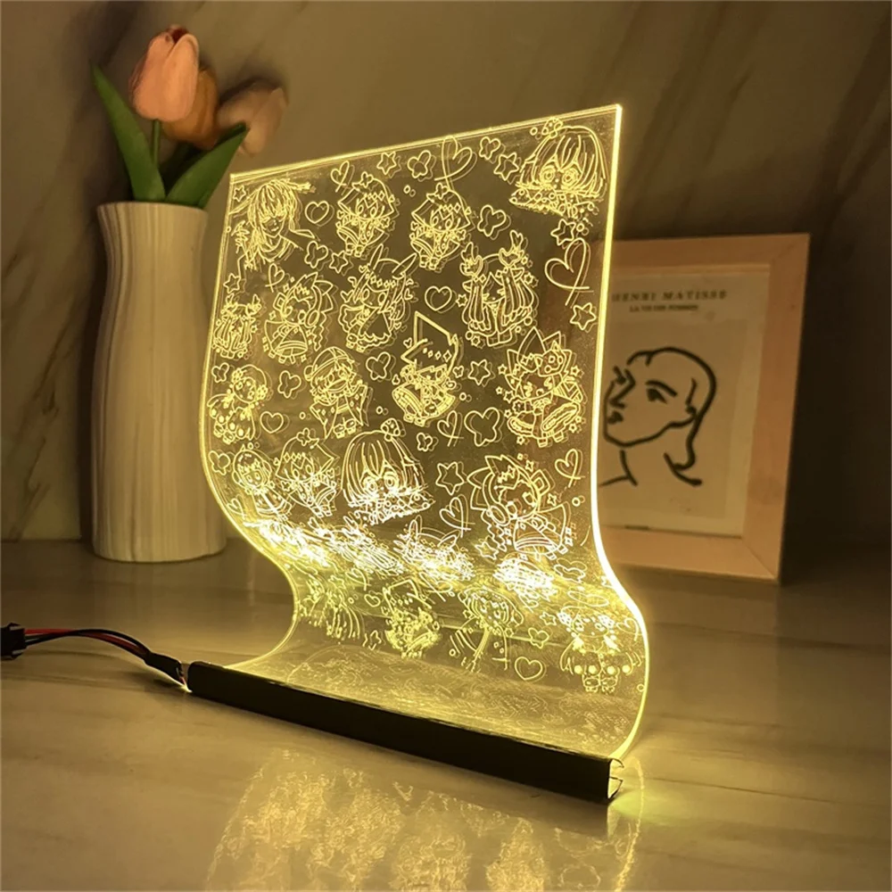 Led Scroll Lamp Kinderen Van Het Licht Acryl Nachtlampen Sfeer Sfeer Sfeer Licht Populaire Game Ip Art Decor Lamp 3/7 Kleuren Afstandsbediening