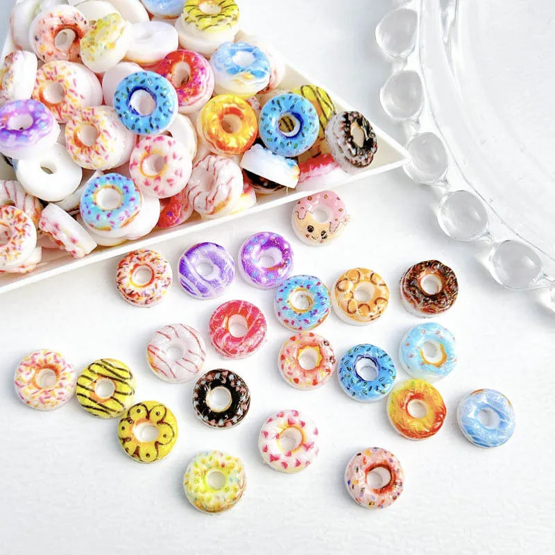 20pcs Fun Donut Nail Art Accessories Cartoon 3D Cute Resin Donut Charms For Nails DIY Summer Nail Art Decorations Jewelry Parts