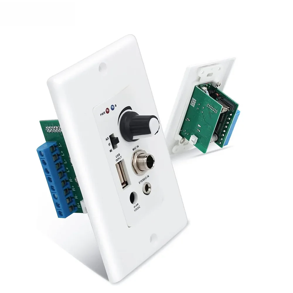 Herdio Bluetooth Wand verstärker 4 Kanäle Lautstärke regler Wand platte USB/Mikrofon/Aux 3,5mm