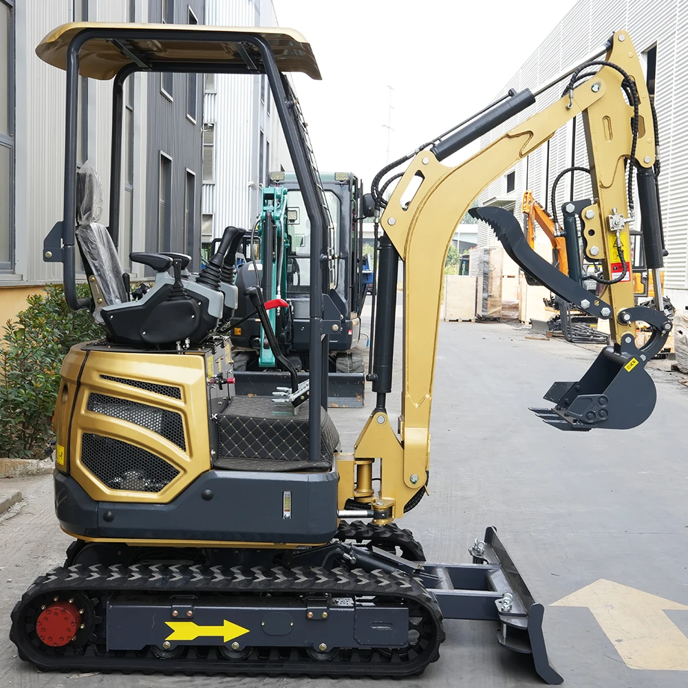 Mini Excavator 1.8 Ton Rubber Track Digger Diesel Hydraulic 360 Rotation For Farm Garden Trenching