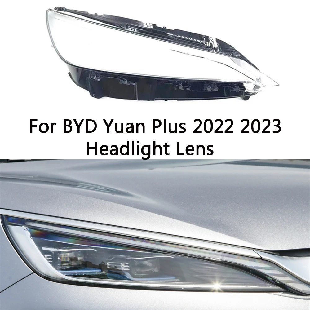 Front Car Protective Headlight Glass Lens Cover Shade Shell Auto Transparent Light Housing Lamp Caps For BYD Yuan Plus 2022 2023