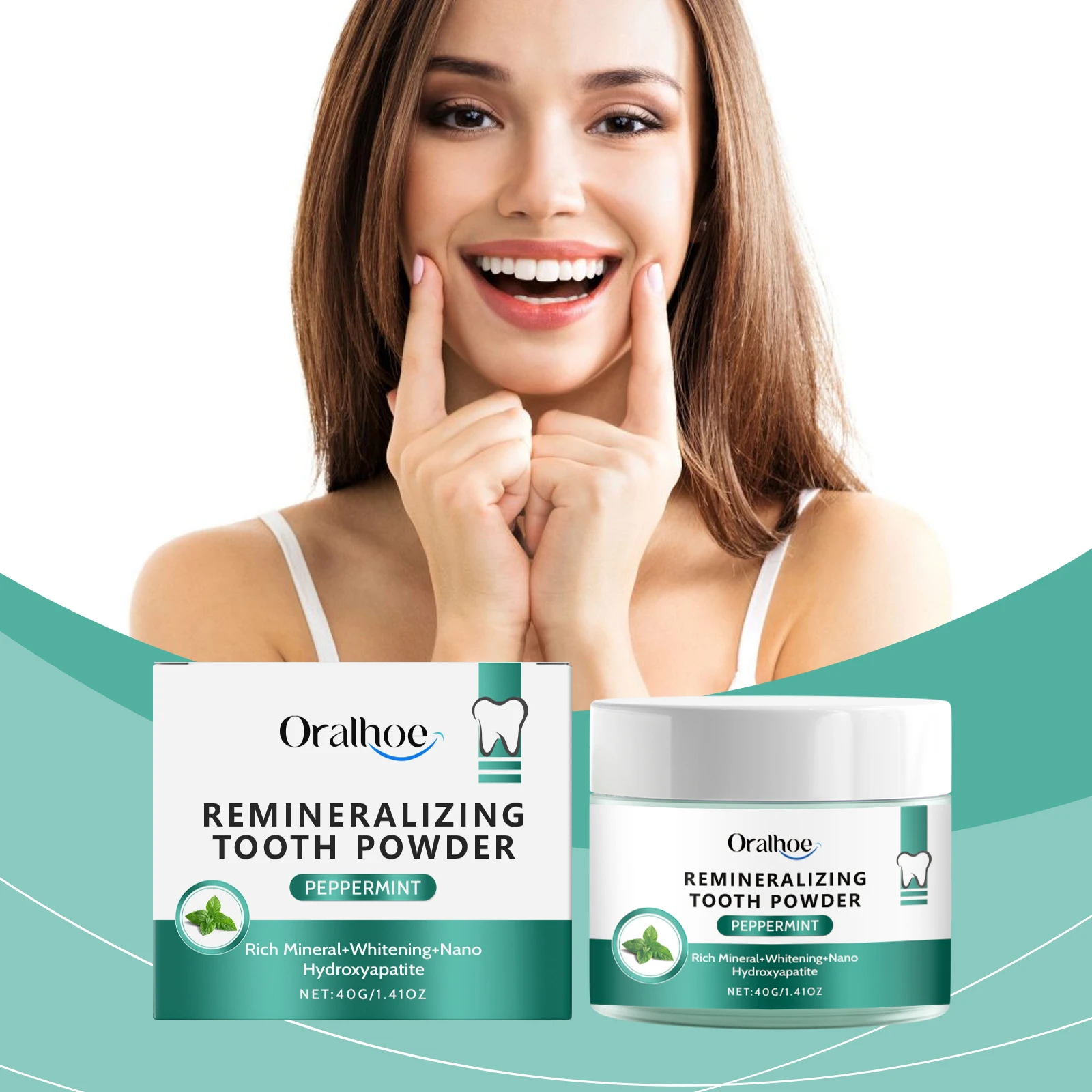 Oralhoe 40g Fresh Breath Teeth Powder Mint Flavor Remove Plaque Stains Oral Care Clean Yellow Teeth Whitening Dental Powder