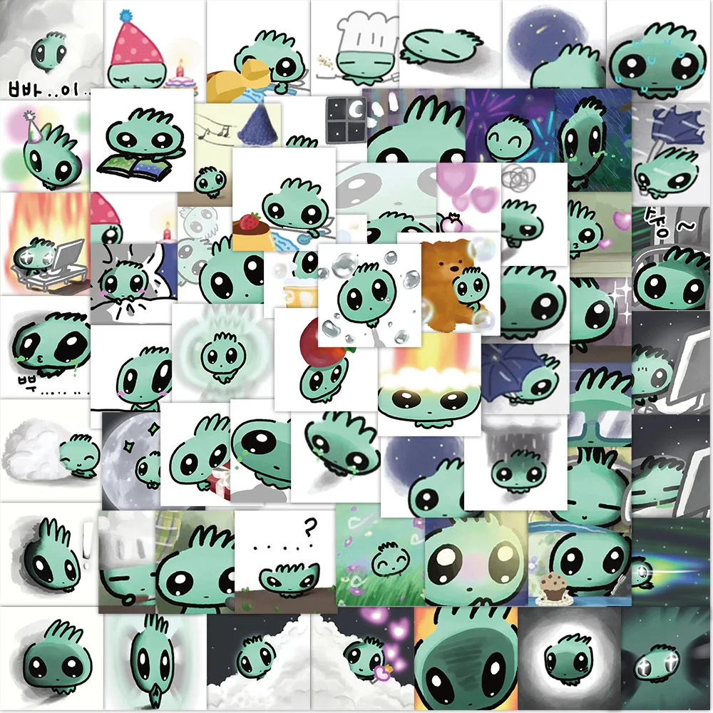 62 Stück Kleine Alien-Graffiti-Aufkleber Dekorative Gitarren-Handyhüllen-DIY-Gepäck-Laptop Wasserfeste Aufkleber
