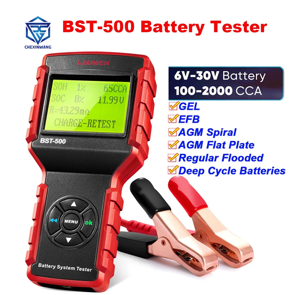 

Launch BST-500 Battery Tester BST500 Cranking&Charging System Test 6V 12V 24V 100-2000CCA for Car Truck Motorcycles Boat