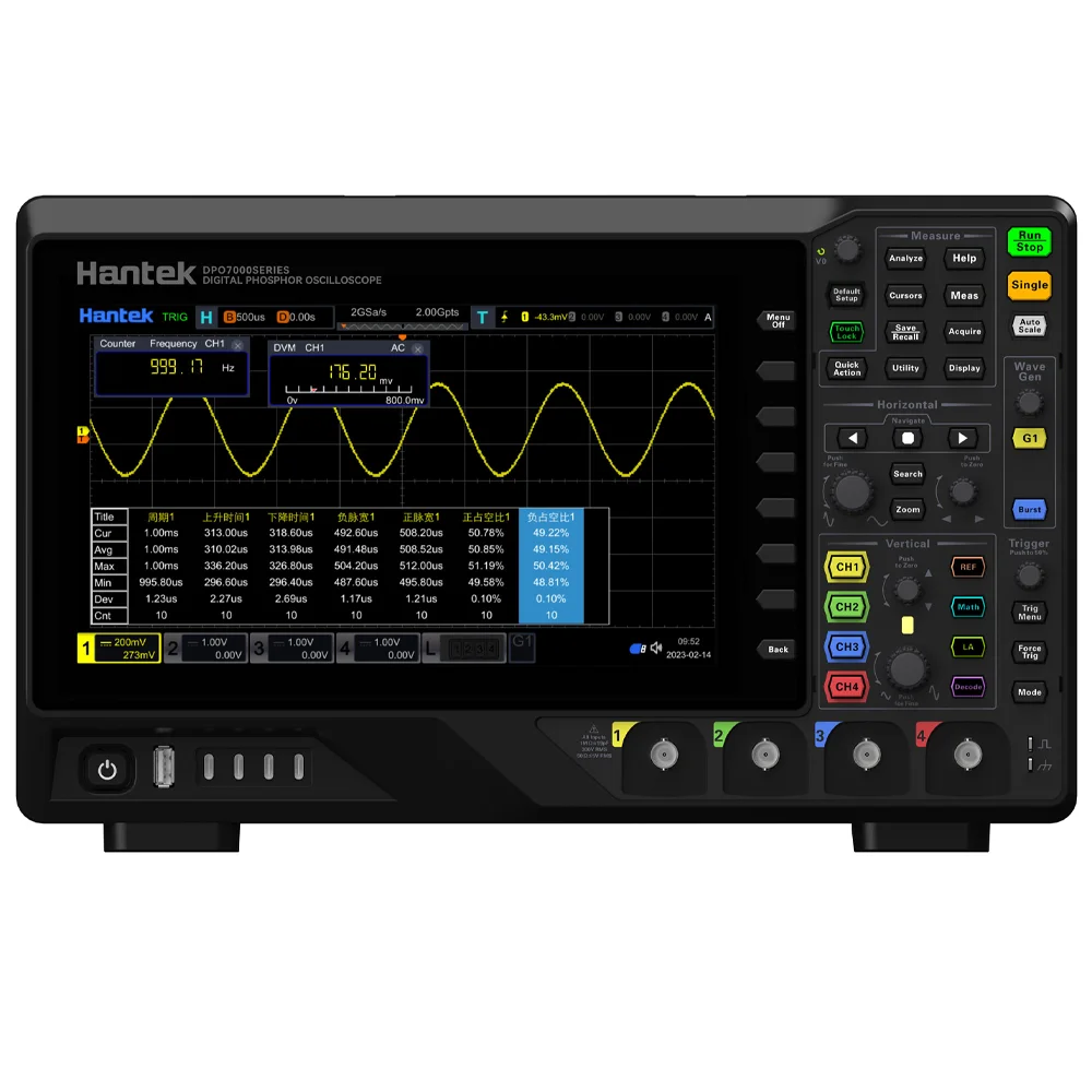 Hantek 4 Channels Digital Oscilloscope DPO7504U 2GSa/s Sampling Rate 500MHz Band Width Waveform Generator 2G Memory Depth