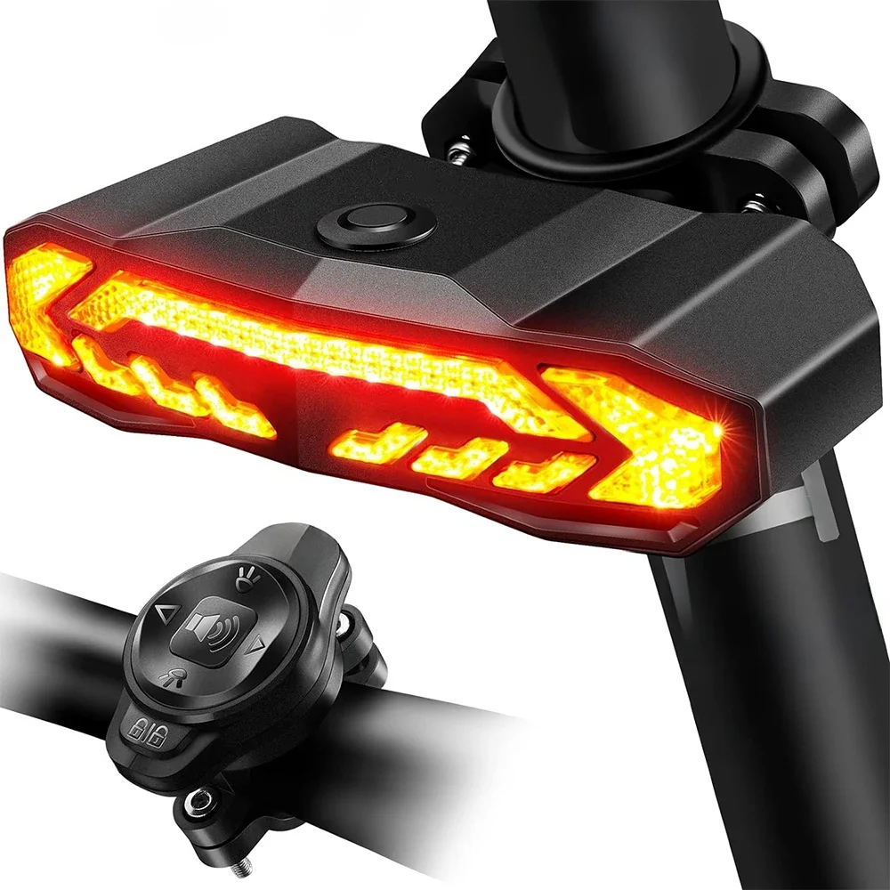 AliExpress NONE WSDCAM Smart Bike Tail Light with Turn Signals Bike Alarm Horn with Remote Rechargeable Waterproof Bike Rear Bike Brake Light