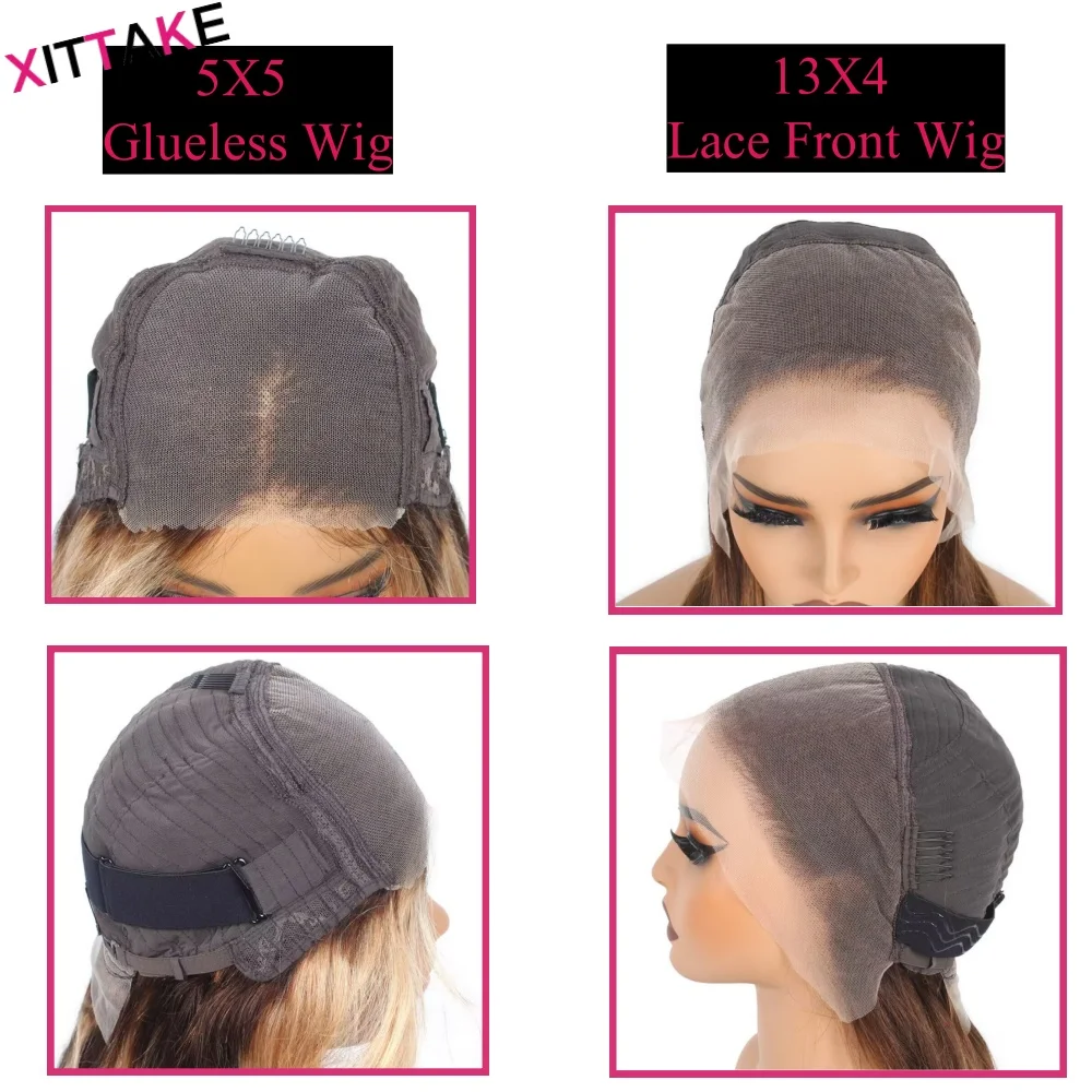 Evidenziare P4/27 Parrucche frontali in pizzo a onda profonda 13X4 HD Parrucche frontali in pizzo trasparente Capelli umani per le donne Parrucche Glueless pre-pizzicate
