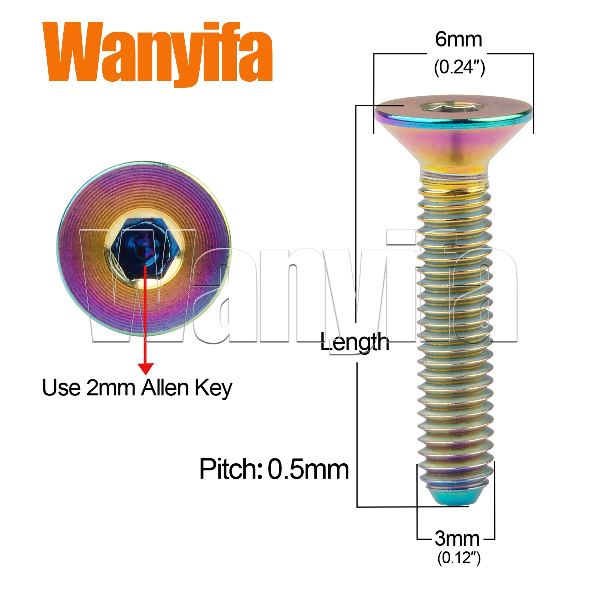 Wanyifa Titanium Bolt M3x6/8/10/15mm Countersunk Flat Head Allen  Screws for Drones, Toys, Model DIY Parts