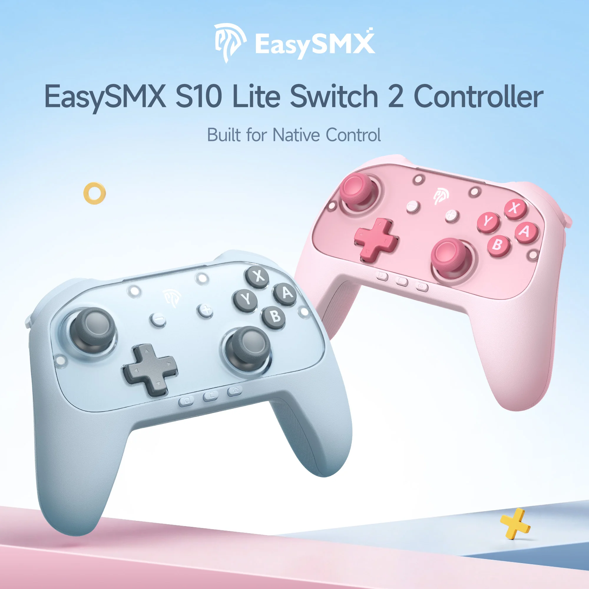 EasySMX S10 Lite ワイヤレスコントローラー Switch 2 Switch PC iOS対応 ホールジョイスティック ワンキーウェイク 9軸ジャイロ バックボタン搭載 ゲームパッド