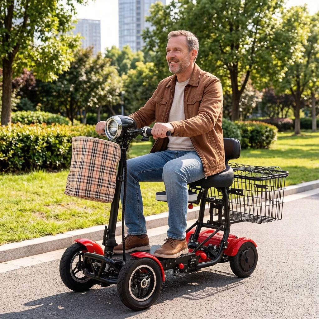 Nuevo Modelo de Scooter Eléctrico de Cuatro Ruedas para Personas Mayores, 500W, 36V, 15.6AH, Velocidad Máxima 40 km/h, Scooter Eléctrico Plegable