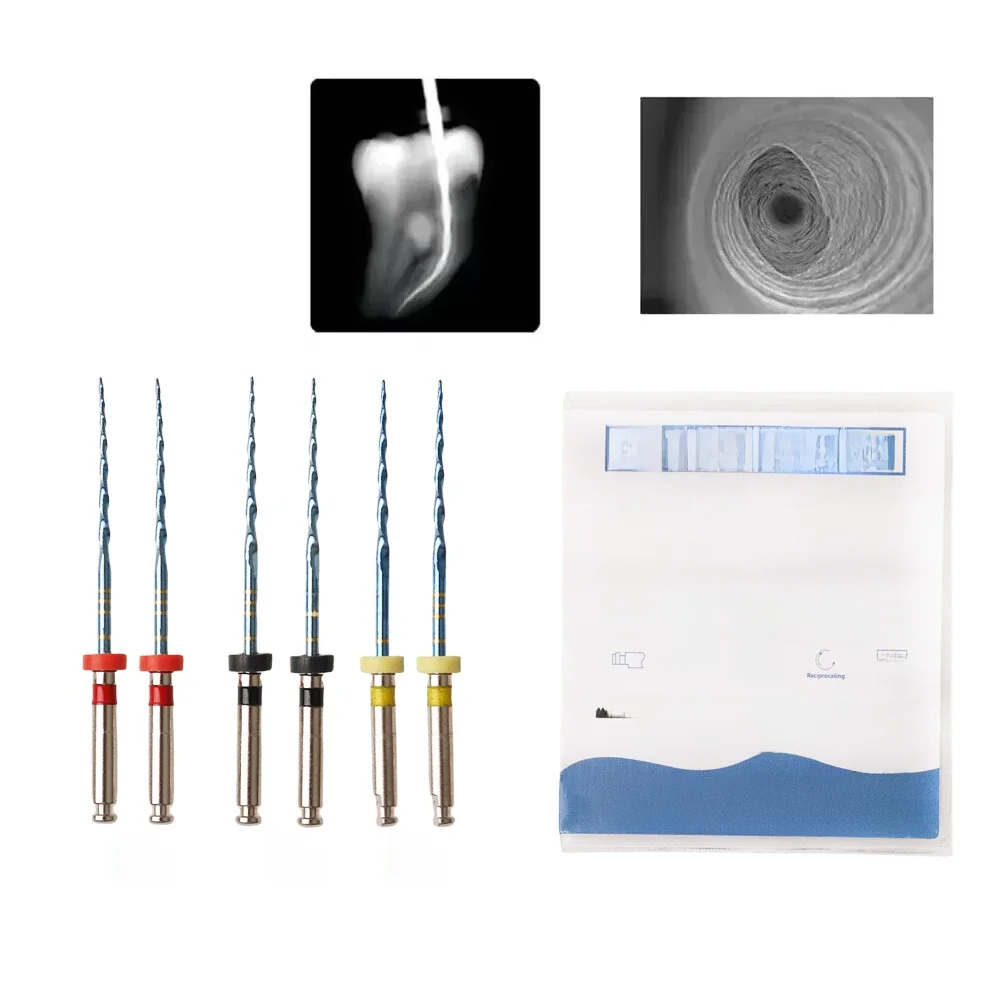 6 teile/schachtel zahnmedizin ische hin-und hergehende blaue endodon tische Feilen mit nur einem Motor verwenden wärme aktiviertes 21/25/31mm zahnmedizin isches Instrument