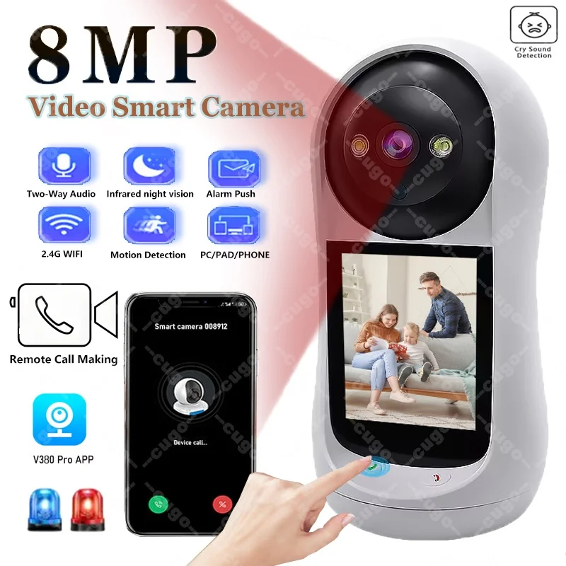 

2,8-дюймовый Wi-Fi видео Обнаружение детского плача Двусторонняя аудиосигнализация движения Экран ночного видения HD Умный дом PTZ-камера Защита безопасности