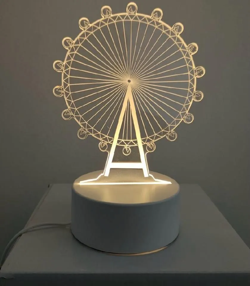 Lâmpada LED 3D de Amor Romântico para Casa e Decoração - Luz Noturna Infantil Luminária Criativa Desenhos