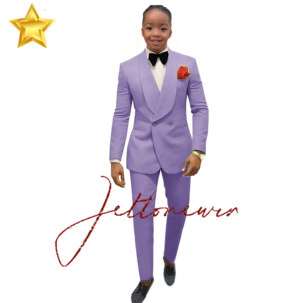 Lavender Suit for Boys Wedding Tuxedo 2-piece Set Floral Jacket Pants 2-16 Years Old Formal Blazer Customized