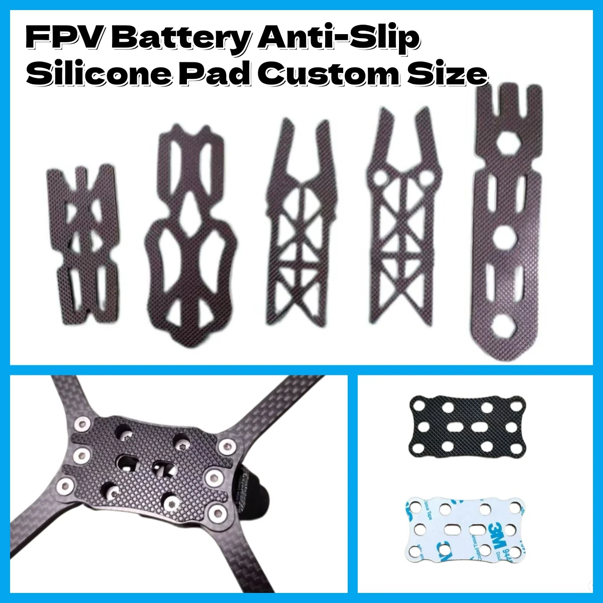 Custom FPV Battery Anti-Slip Silicone Pad LiPo Battery Grip Pad Drone Battery Anti-Vibration Silicone Mat Custom Size