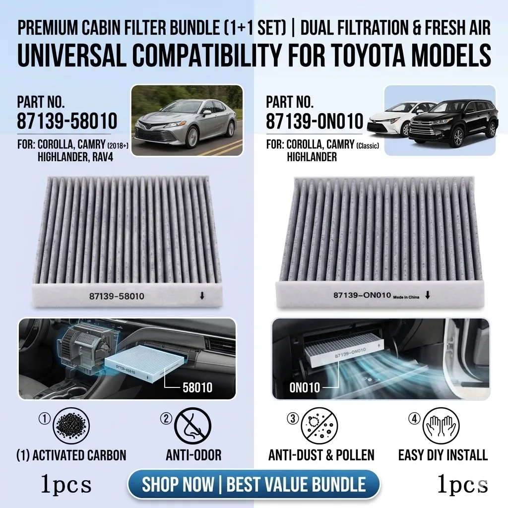 1pcCar Cabin Filter 87139-58010 87139-0N010 for Toyota Corolla 2018 Camry Highlander RAV4 AC Air Conditioning Filter Replacement