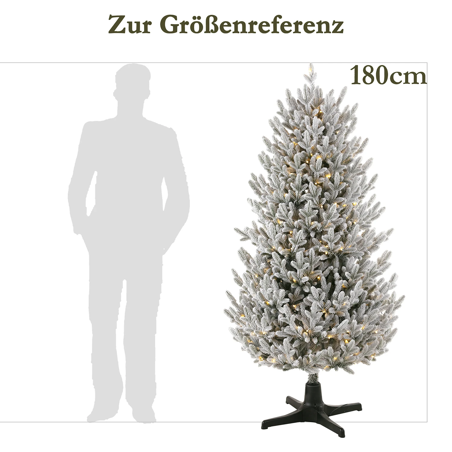 180 cm PE Mini weiße Schnee künstliche Weihnachtsbäume mit drehbarer Basis, 5992 Spitzen, 220 LED-Leuchten, Weihnachtsbaum-Party-Dekoration – Detail 9