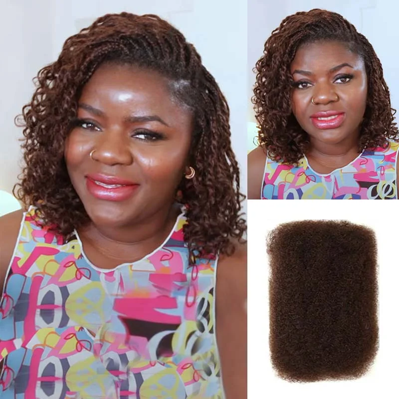 Remy cabelo peruano, cabelo humano, sem apego, afro, excêntrico, encaracolado, remy, virgem, com tranças marrons, qvr 30 #