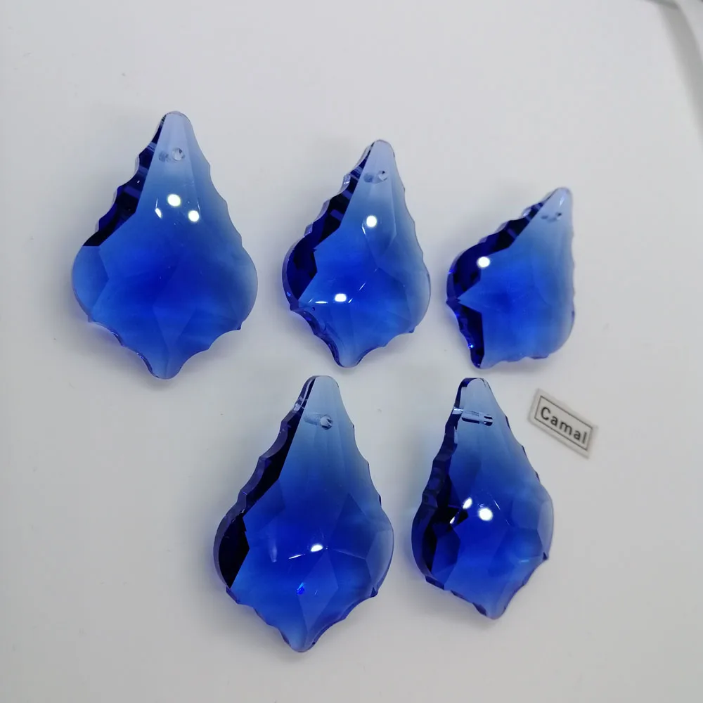 Camal 5PCS 38mm Blue K9 Maple Leaf Crystal Glass Prisms Pendant Drop SunCatcher Lamp Lighting Chandelier Part Hanging Decor