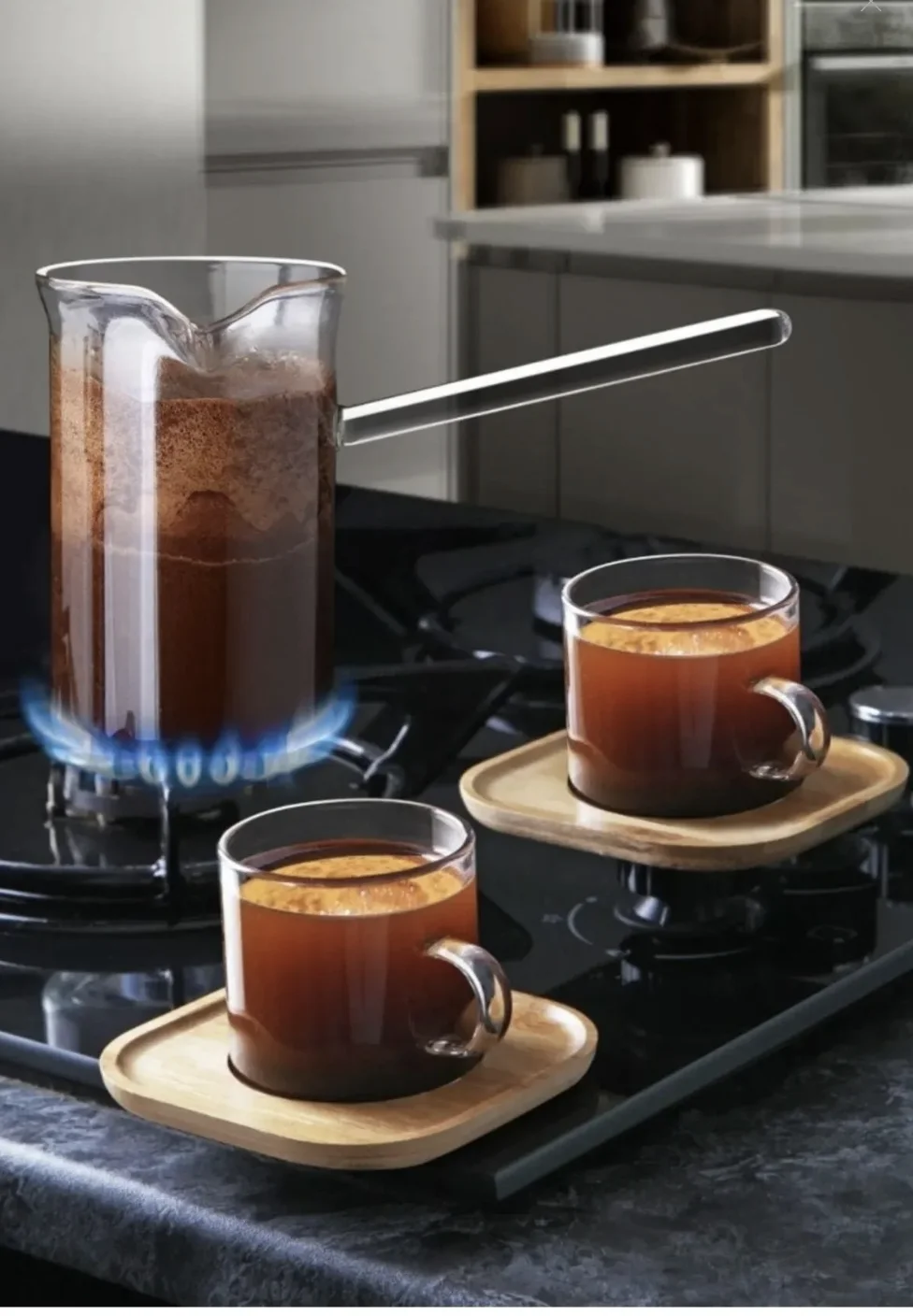 5 pcs Glass Coffee Cups and Turkish Coffee Pot Set Kettle Teapot Milk Table Thermal Mug Tea Kitchen Tool Serving Saucer Espresso