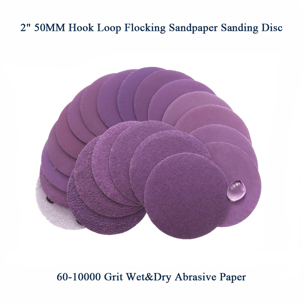 

2" 50mm Hook Loop Flocking Sandpaper Sanding Disc 60-10000 Grit Wet&Dry Abrasive Paper For Metal Wood Paintwork Abrasive Tools