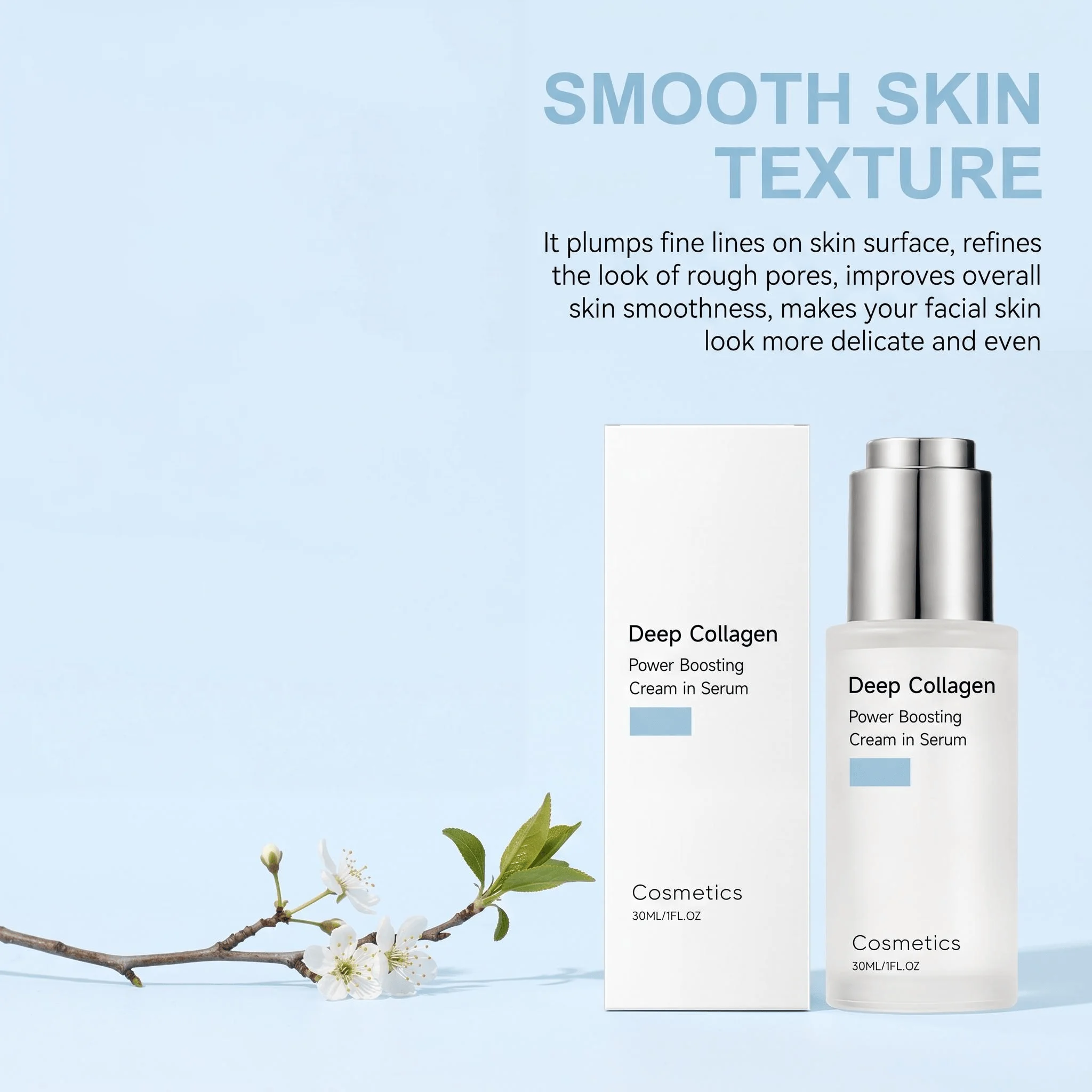Deep Collagen Boosting Facial Serum Skin Plumping Volume Restoring Pore Refining Smoothing Elasticity Firming Texture Enhancing Hydrating Essence