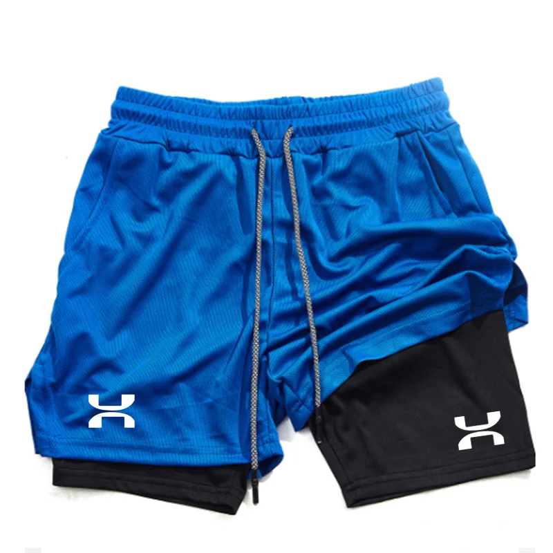 Running Shorts Men Gym Sports Shorts 2 In 1 Quick Dry Workout Training Gym Fitness Jogging Short Pants Summer Men Beach Shorts