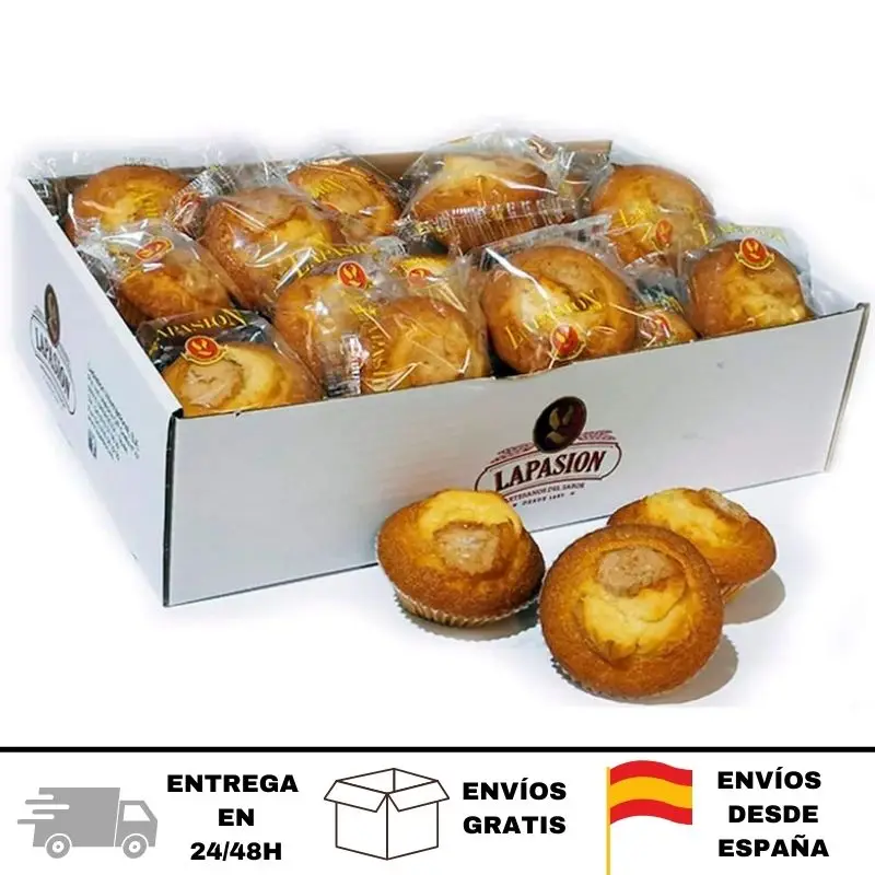 LAPASION - Magdalena redonda envuelta individualmente | Ideal para desayunos y meriendas | Caja 2 Kg | Producto de repostería