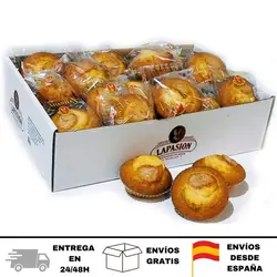 LAPASION - Magdalena redonda envuelta individualmente | Ideal para desayunos y meriendas | Caja 2 Kg | Producto de repostería