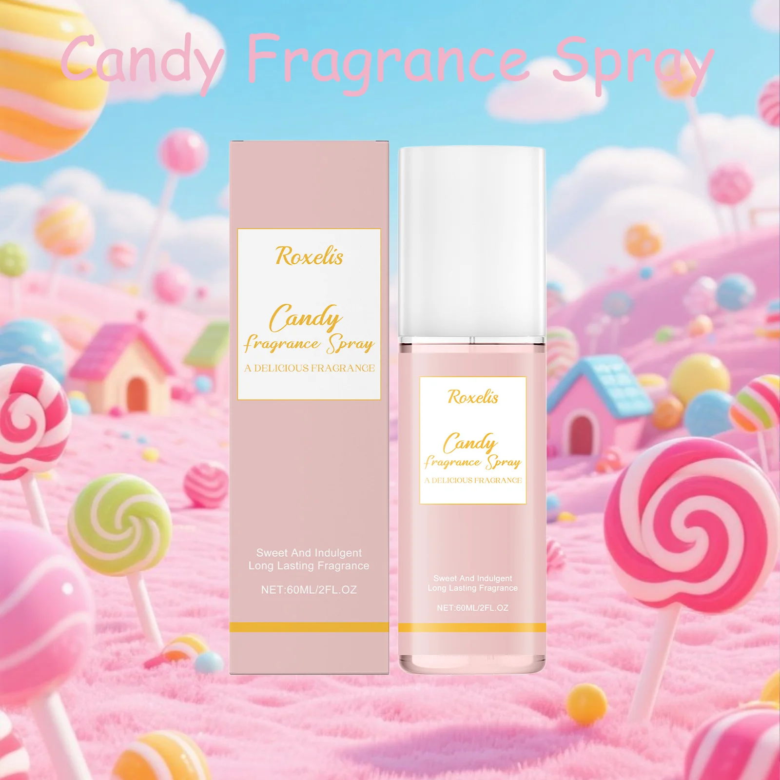 

Roxelis 60ml Sweet Candy Scent Perfume Soft Fresh Light Fragrance Long Lasting Pleasant Aroma Elegant Sweet Flavor Portable Aroma Spray Ideal For Daily Use And Leisure Body Fragrance