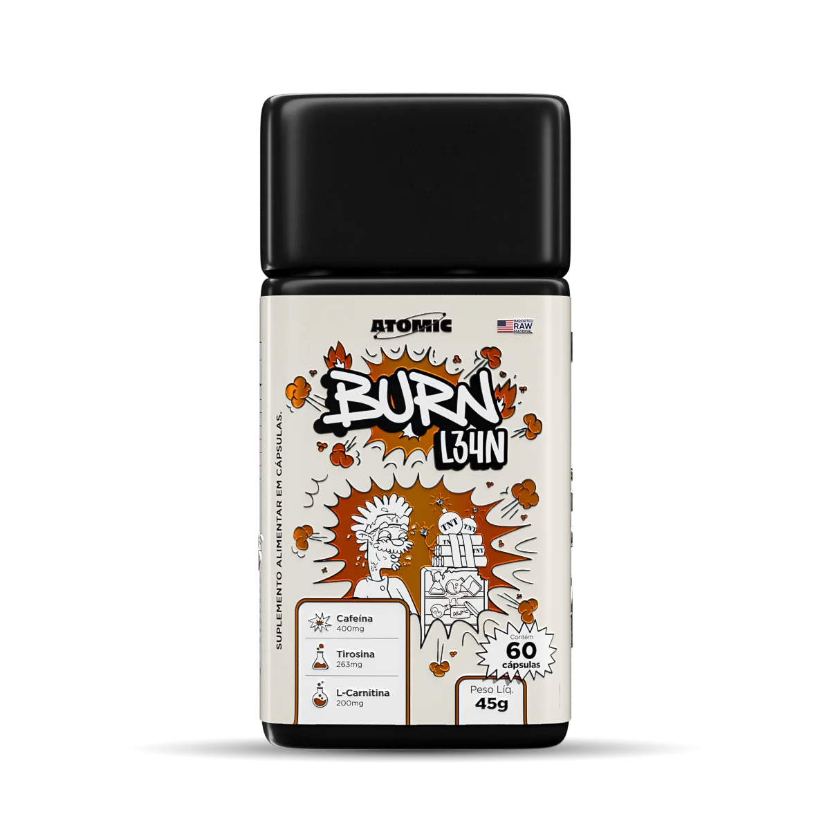 Atomic Labs - Termogênico Potente - Burn L34n 60 Caps (30 doses) Sabor Neutro