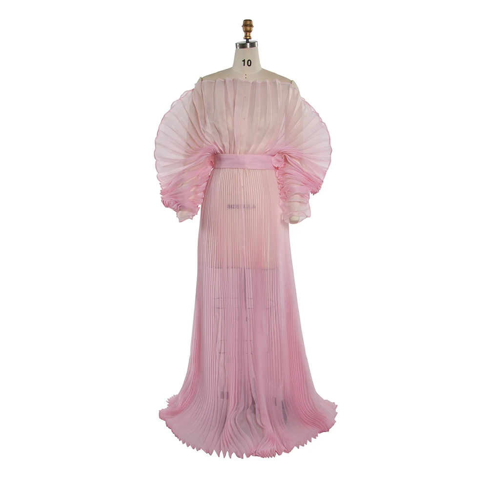 Custom Made Pleated Organza Maternity Dresses for Photoshoot Flowy Long Dress Pregnancy Photo Shoot Gown Baby Shower Dress YEWEN - view 3