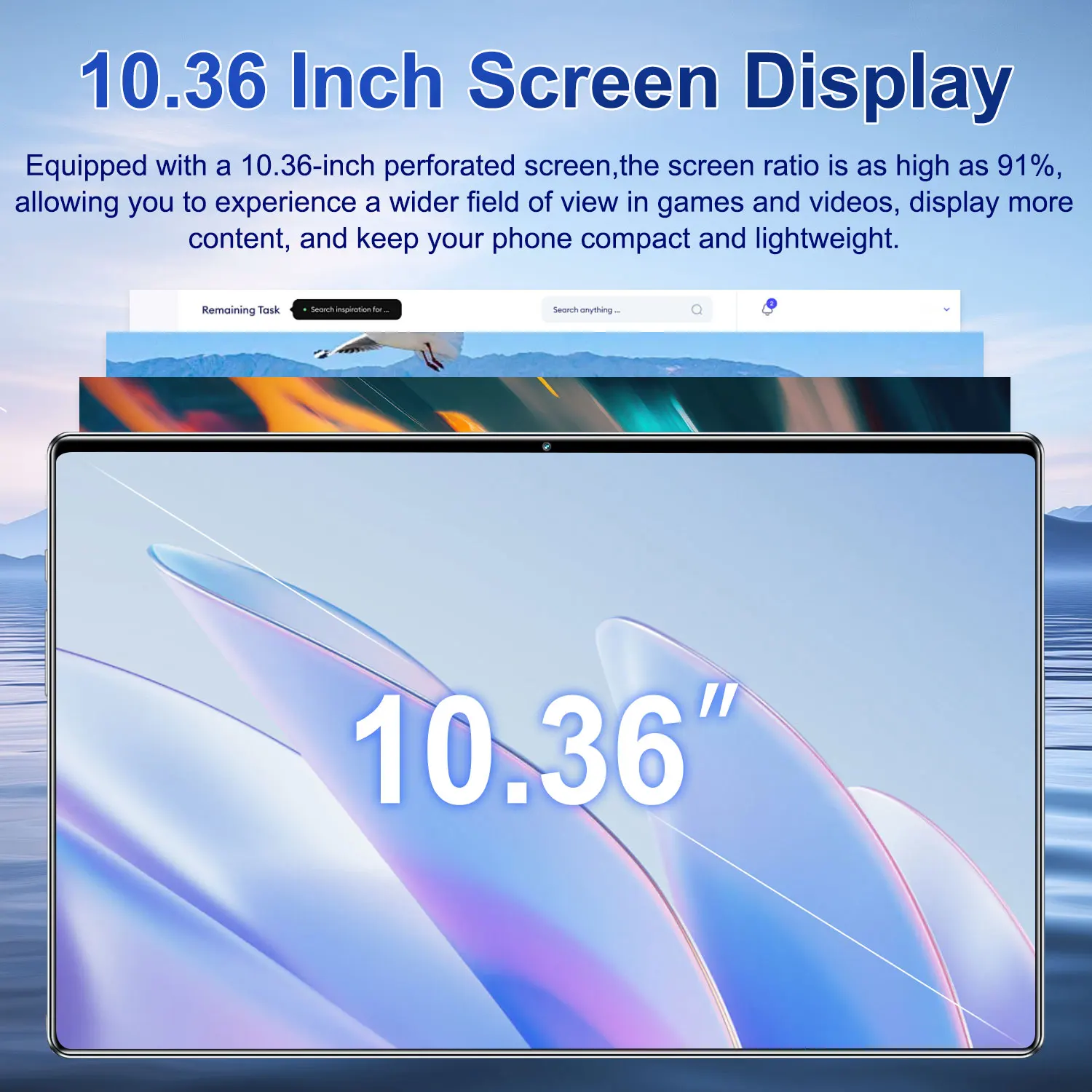 Picture 3: Android Tablet Big HD screen 10.36-inch 16GB RAM 1TB ROM 20000mAh Android 13.0 14 Core Tablets PC Type-C Dual Camera 16MP+32MP Dual SIM card Network WIFI Bluetooth GPS WPS Office Gifts