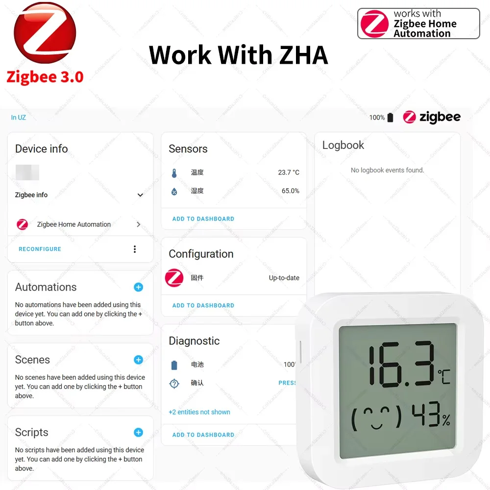 Czujnik temperatury i wilgotności Zigbee 3.0, sterowany zdalnie za pomocą aplikacji, termometr kompatybilny z Tuya Smart Life, przeznaczony do inteligentnego domu, współpracuje z Yandex Z2mQTT. — zdjęcie produktu 4