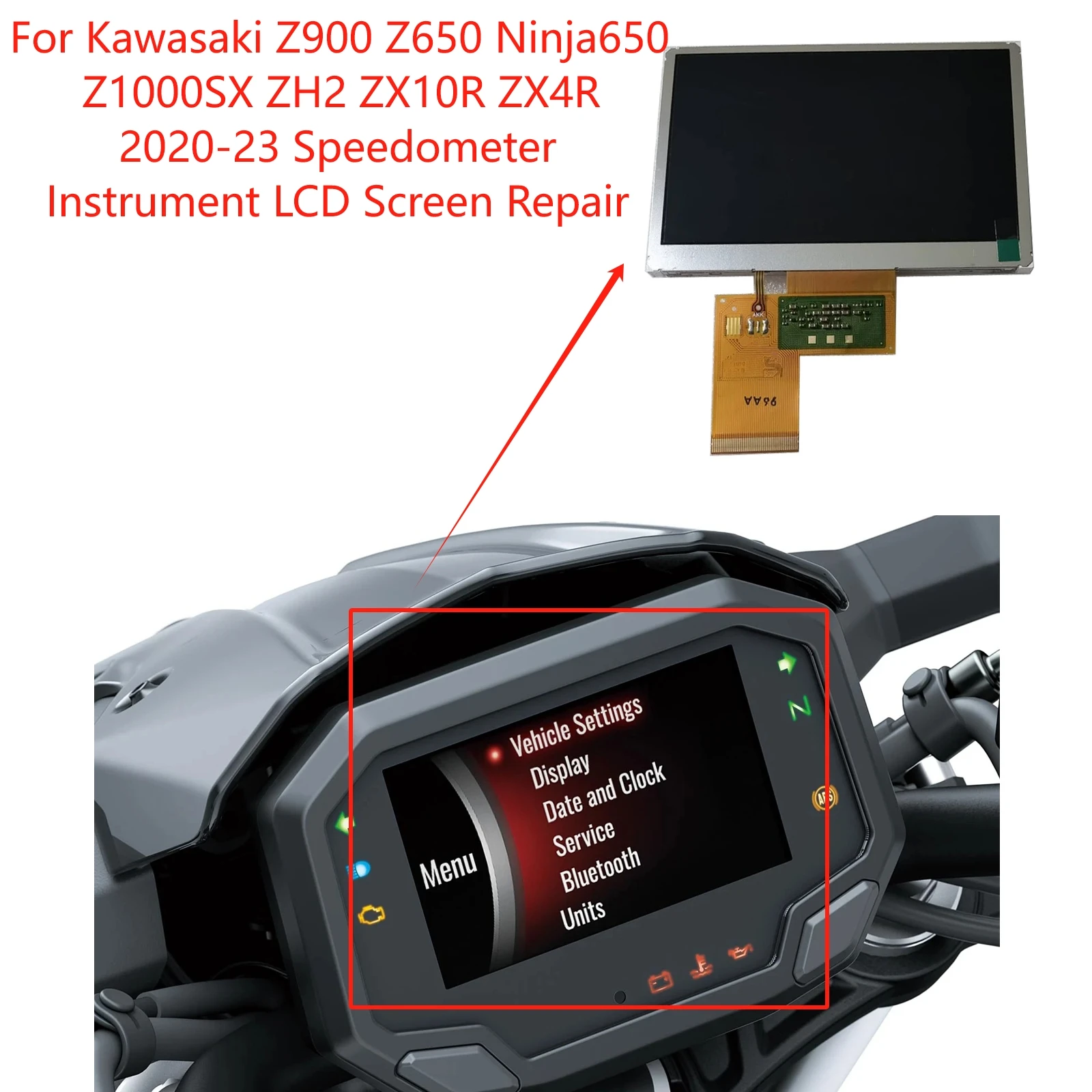 Motorcycle Meter Display For Kawasaki Z900 Z650 Ninja650 Z1000SX ZH2 ZX10R ZX4R 2020-23 Speedometer Instrument LCD Screen Repair