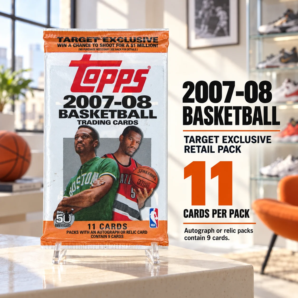 2007-08 Topps Basketball Retail Pack, 11 Cards Per Pack, Vintage Sports Trading Cards for 2000s Basketball Card Collecting, Retail Pack Fans and Basketball Memorabilia